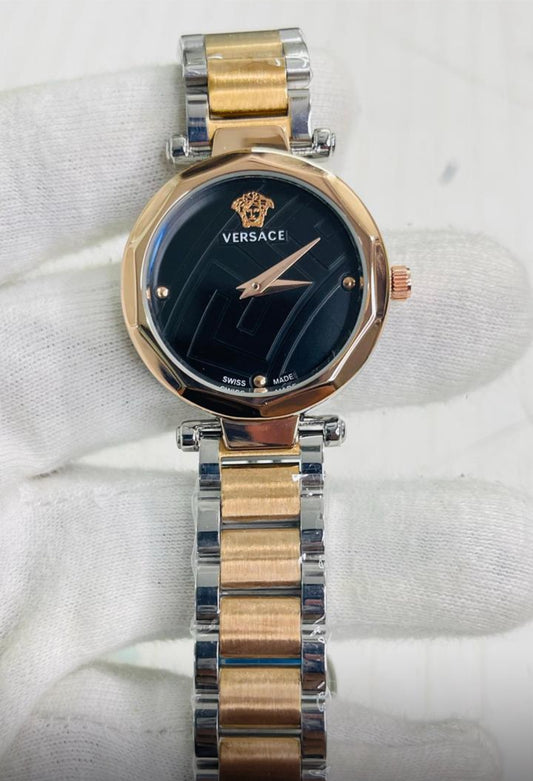 Rev Silver Copper Chain Black Dial Ladies Chain Watch 990396