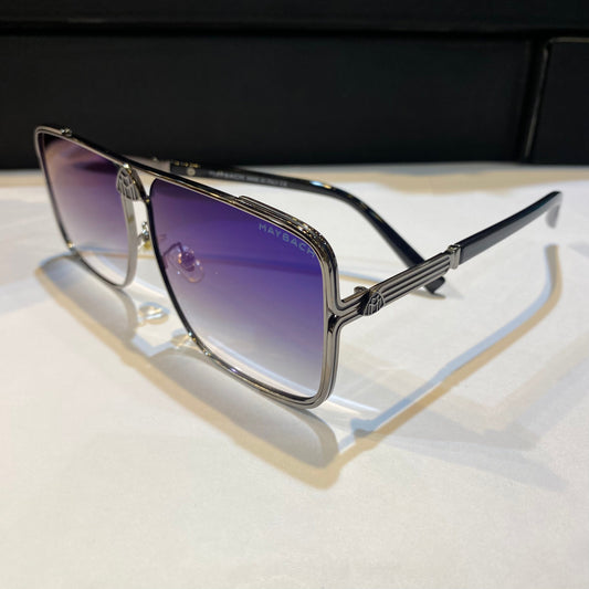 Yam Graise Black Frame Blue Tinted Glass Black Shade Unisex Sunglass GZ1295 56 18 140