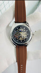 Mot  Black Silicon Strap Silver Ring Black Dial Automatic Men Watch 901366