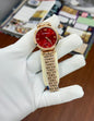 Mra Copper Chain Red Dial Ladies Watch 990201
