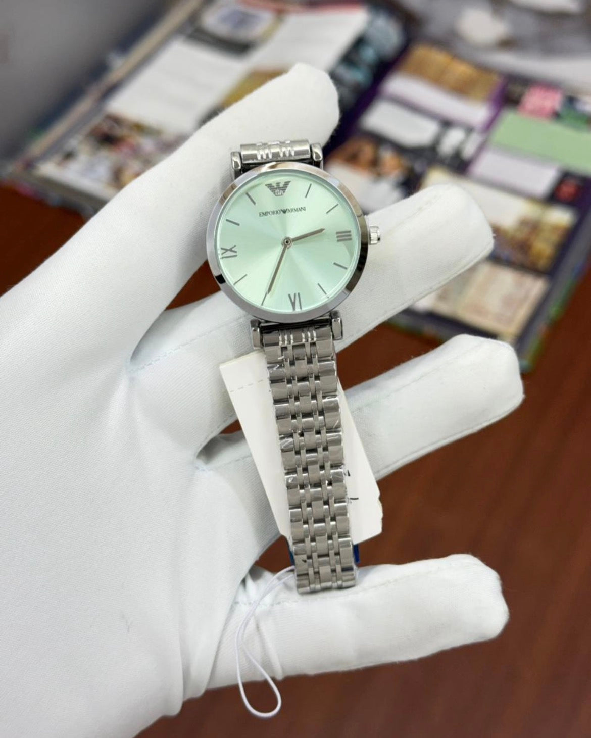 Mra Silver Chain Light Sea Green Dial Ladies Watch 990242