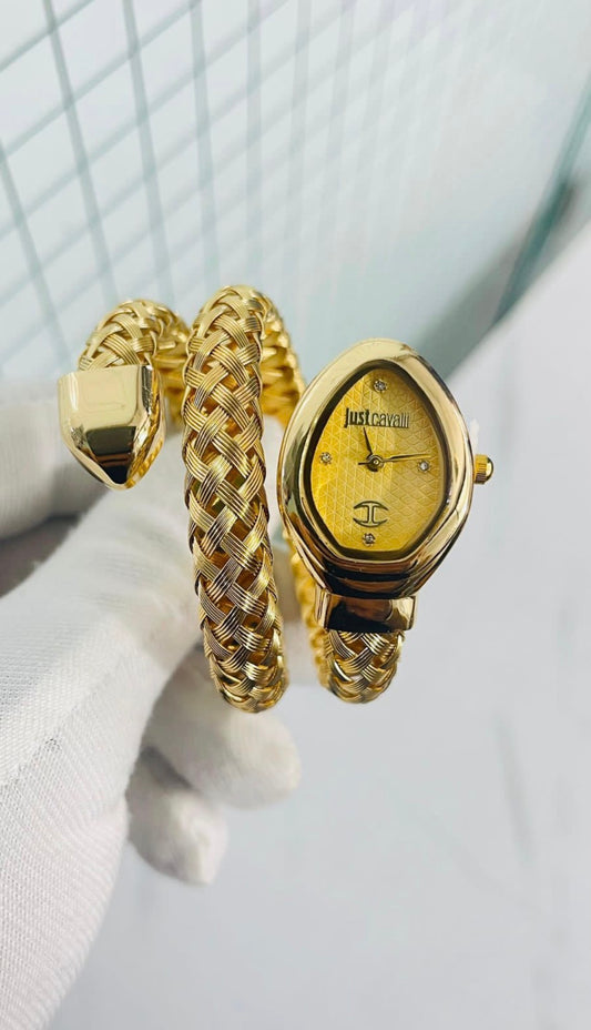 Suj Cav JC Golden Snake Golden Dial Ladies Watch 990287