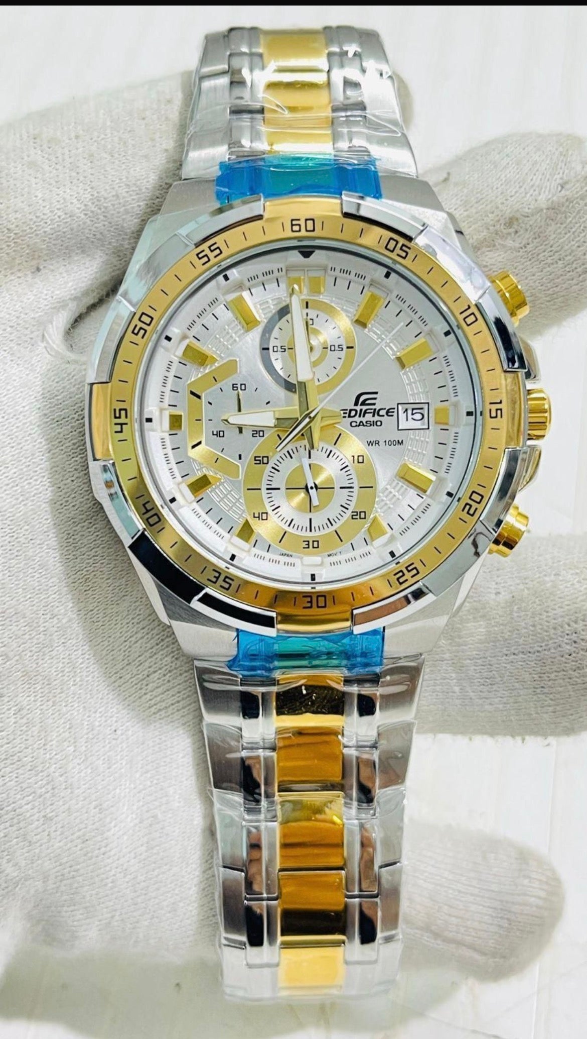 IDE Sliver Gold Chain White Gold Dial Heavy Japanese Machinery Men’s Watch 403003
