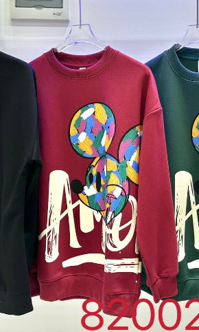 Amore  Maroon Colour With Front Micky  Print Sweatshirt 82002