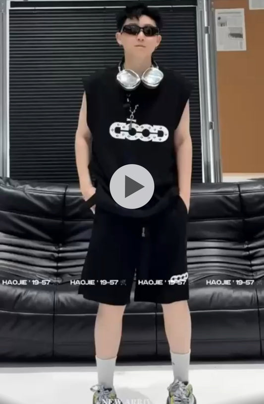 Tank Top & Shorts Black Coord Set D19-57