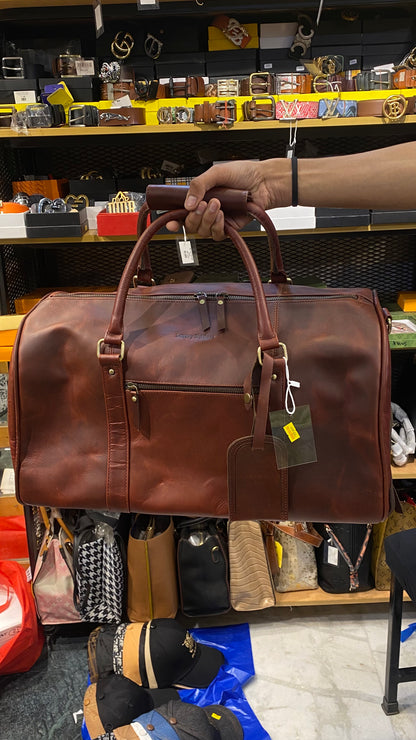 LDA Genuine Leather Plain Colour Duffle Bag 988094