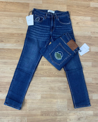 Monocler Blue Colour With Back Pocket Embroidery Design Premium Quality Regular Fit Jeans 45603