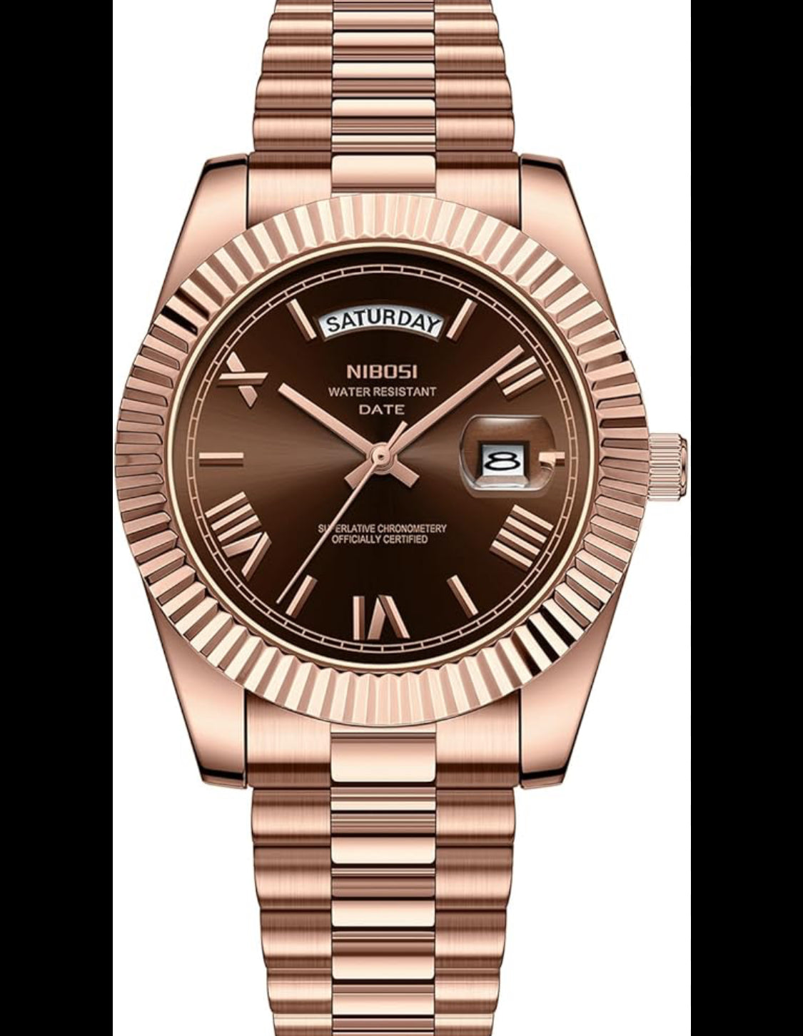 LOR ROL Brown Colour Copper Chain Arabic Number Date&Day Automatic men’s Watch 990614
