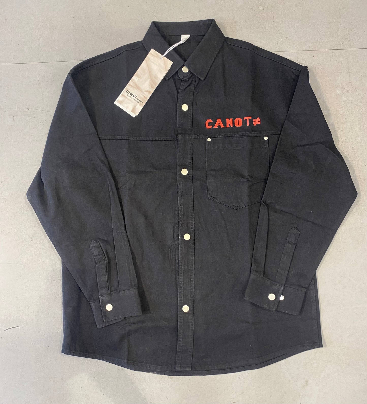 CANOT Black Denim Back Print Impoted Shirt For Men C862
