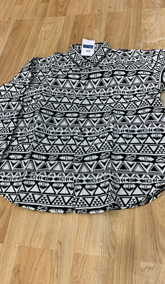 Korean White Black colour rectangle Print 903