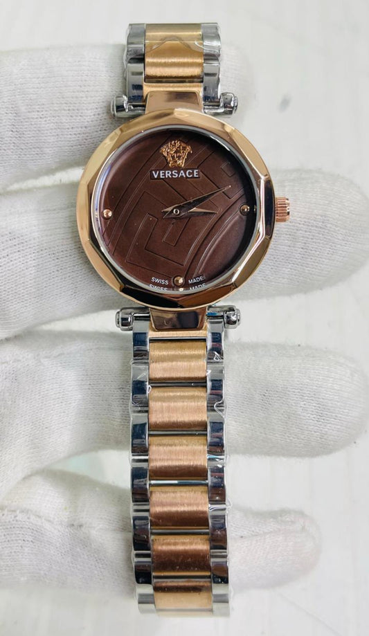 Rev Silver Copper Chain Brown Dial Ladies Chain Watch 990398