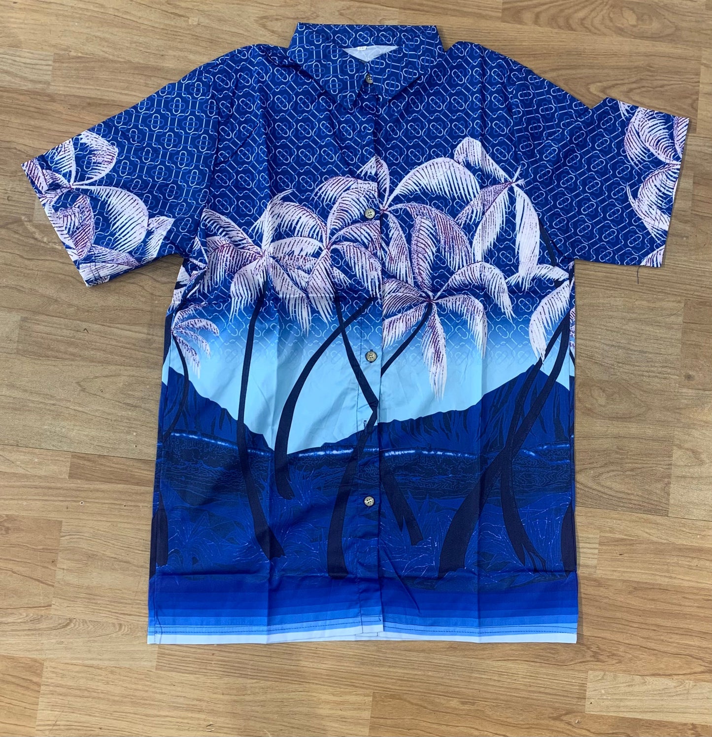 Navy Blue Coconut Tree Print Colour Coconut Tree Printed Premium Quality Half Sleeve Shirt 2812