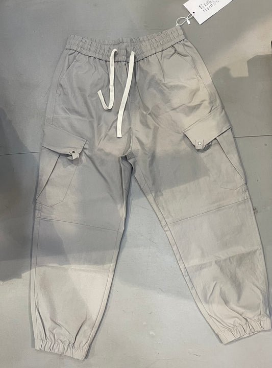 TIDE’POINT Korean Style Grey Baggy Fit Cargo Jogger Pants 7011
