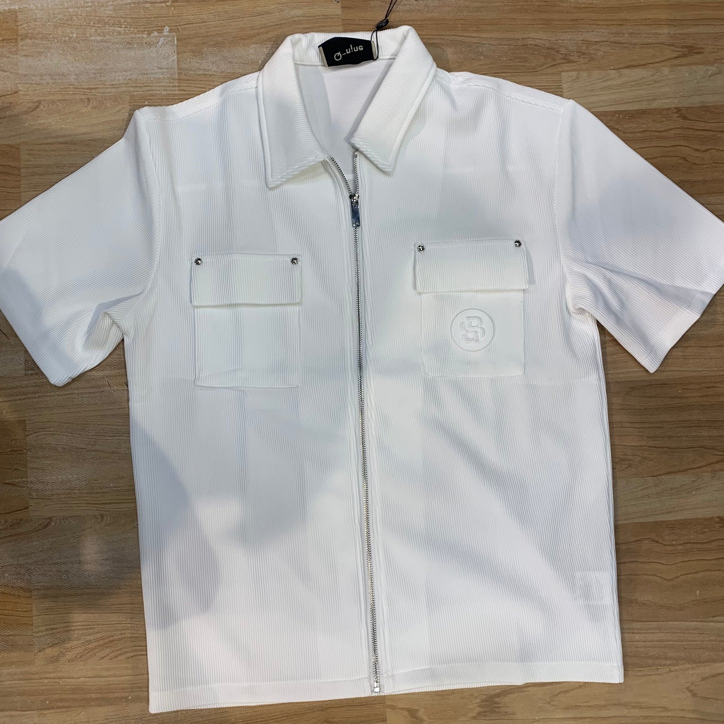 Q-Nine LAB BAL White Colour Double Pocket Imported Fabric Premium Quality Half Sleeve Zip Shirt 6058