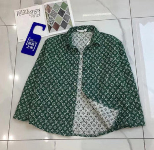 Happy Sweety VL UOL Green Colour with VL Print Full Sleeve Shacket Shirt 9013