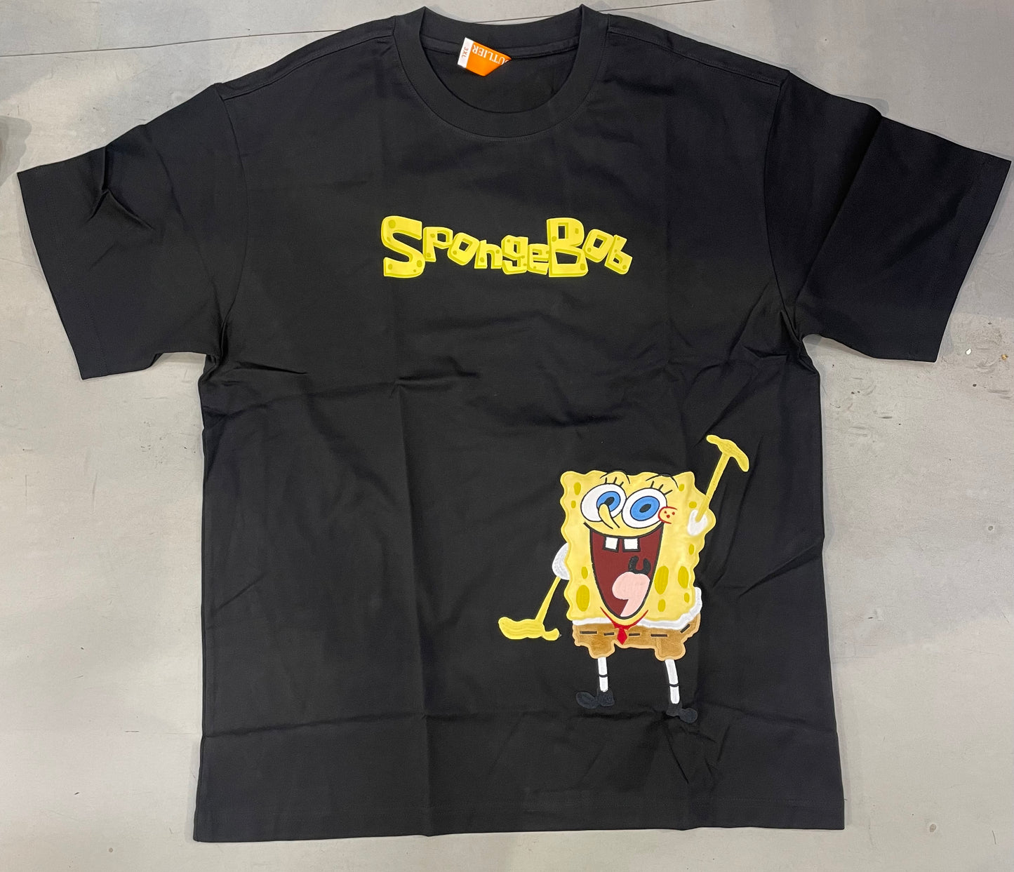 OUTLIER Black Colour SpongeBob Cartoon Patch Imported T-shirt OL520
