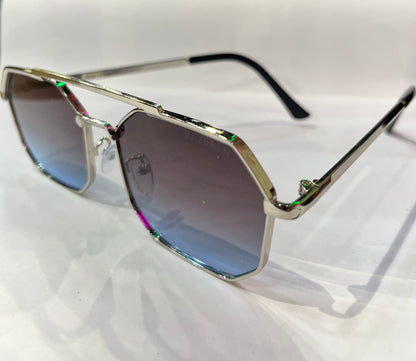 YAM Silver Frame Black Shade Premium Quality Sunglass SUN030