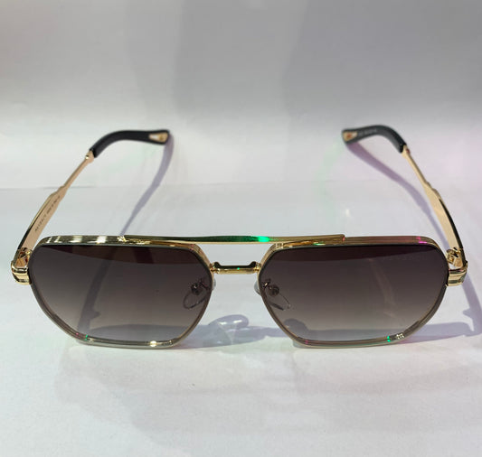 YAM Golden Frame Brown Shade Unisex Premium Quality Sunglass 2537 56 22-143