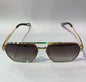 YAM Golden Frame Brown Shade Unisex Premium Quality Sunglass 2537 56 22-143