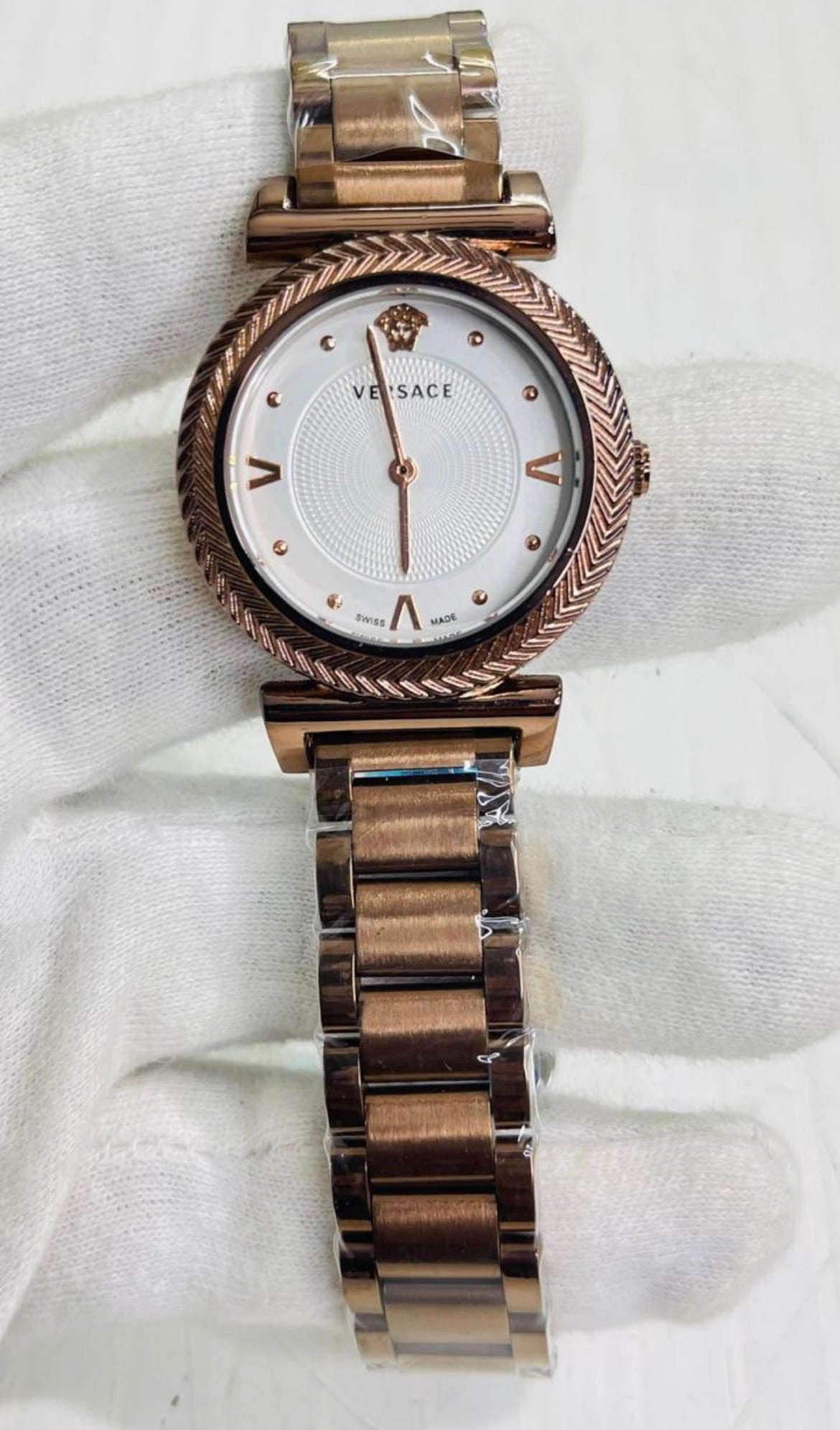 REV VER Brown Chain White Dial Ladies Watch 989973