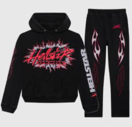 Hellstar Coord set Hoodie & Lower Black red Colour 90980