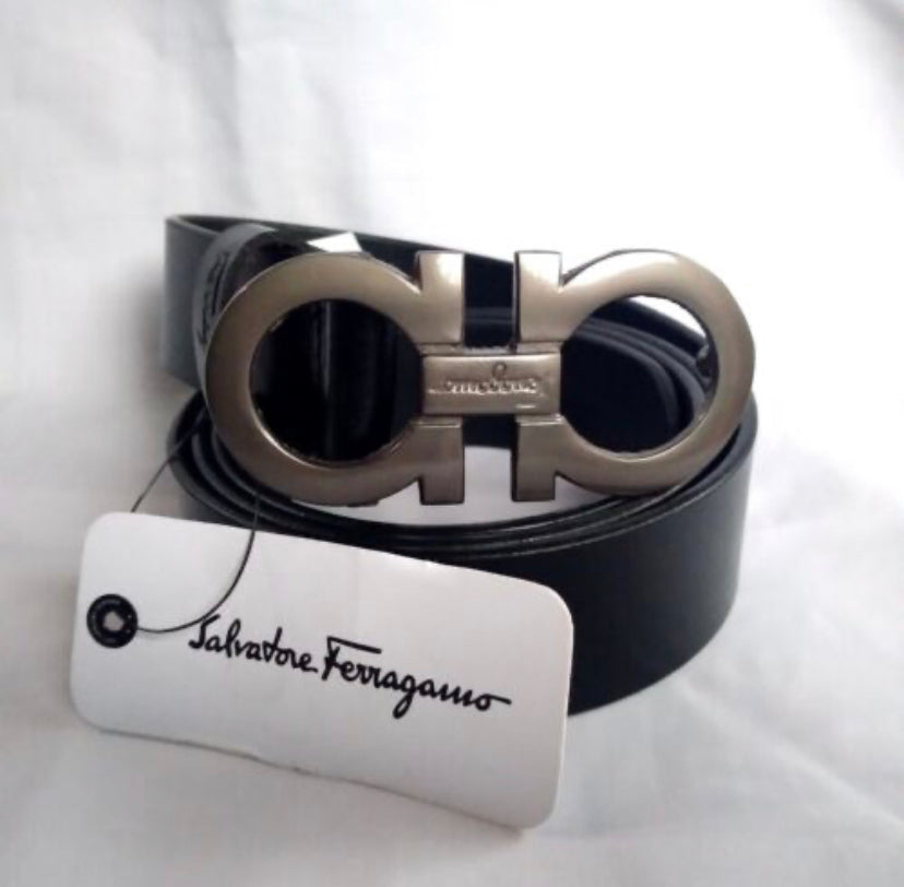 REF Multi Colour Buckle Black Leather Ladies Belt 87471