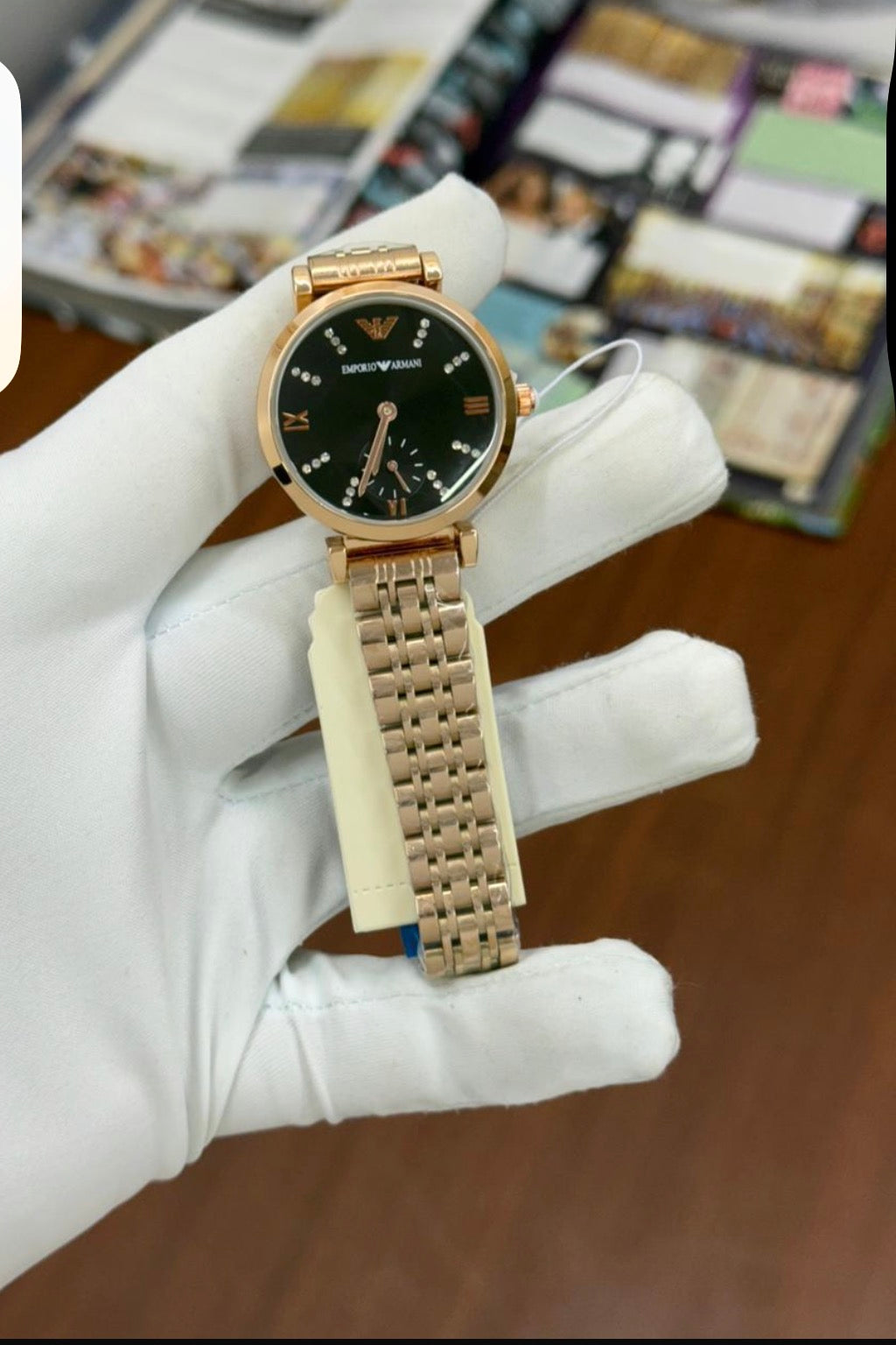 Mra Copper Chain Black Stud Dial Chronograph Working Ladies Watch 901413
