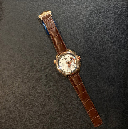 Gat Brown Strap White Dial Heavy Japanese Machinchery Men’s Watch 400821