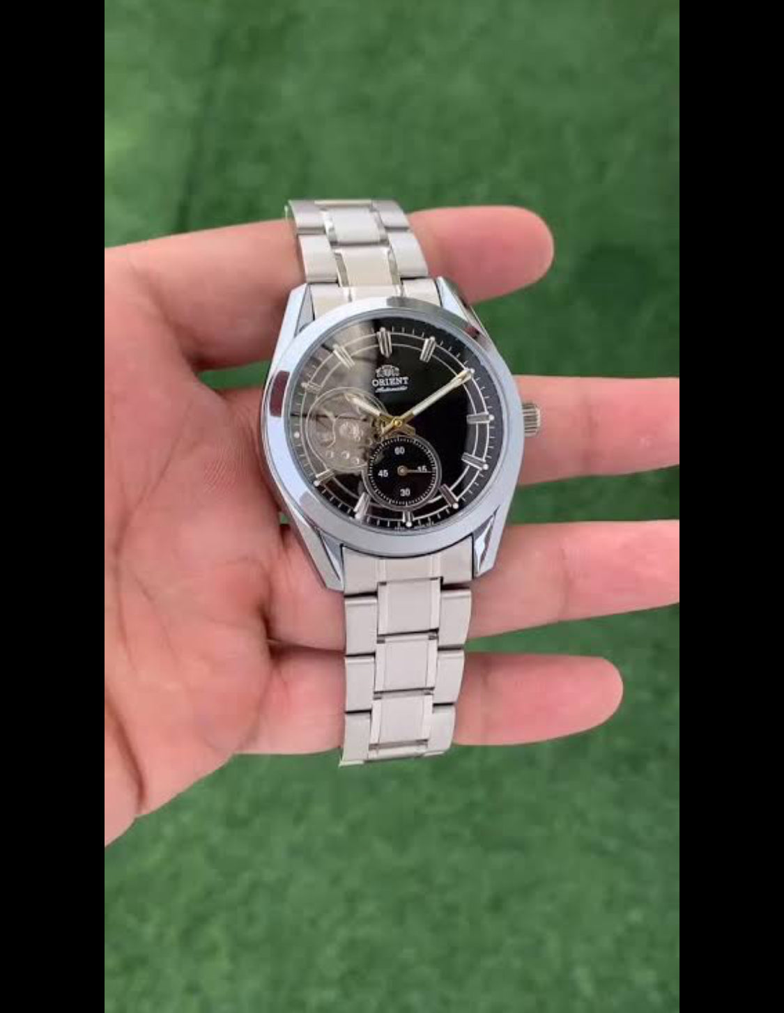 IRO ORI Silver Chain With Black Dial Automatic Machine Premium Quality Men’s Watch 990630