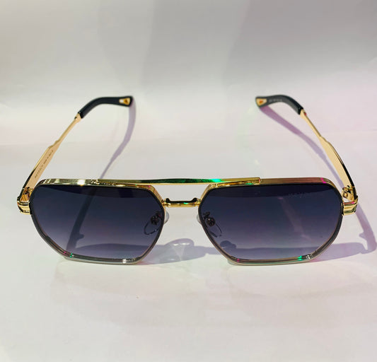 YAM Golden Frame Black Shade Unisex Premium Quality Sunglass 2537 56 22-143