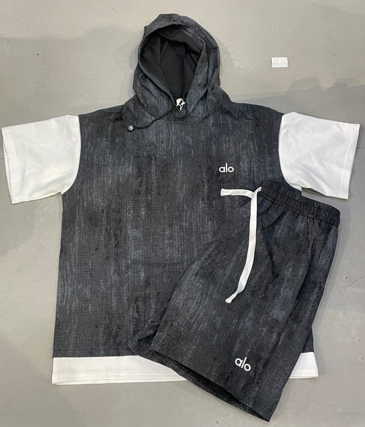 TFZ Black Colour With White a|o Logo Embroidery Premium Quality Imported Unisex Hooded Coord Set T29