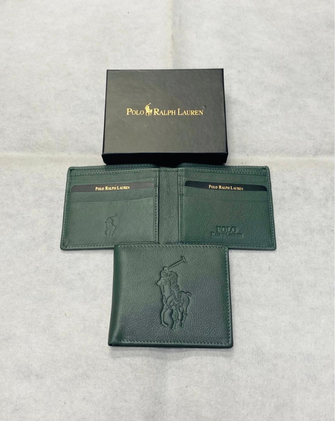 Lop Green Colour With Horse Print Genuine Leather Men Wallet 990212