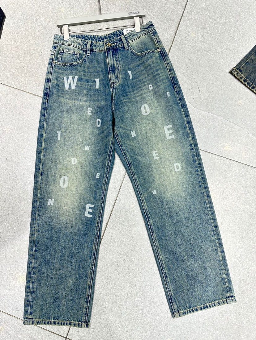 T-Platform Jeans Blue Colour Alphabet Print White Colour 3073