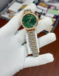 Mra Silver Copper Chain Green Dial  Chronograph Working Ladies Watch 990333