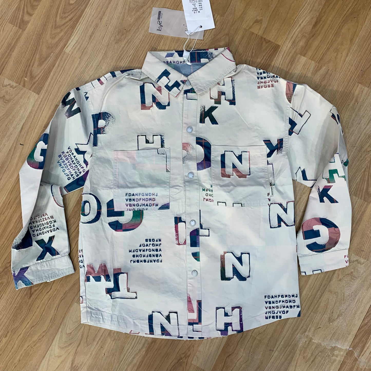 FASHION Cream Colour Multi Alphabet Rugged Designer Imported Shacket 90511
