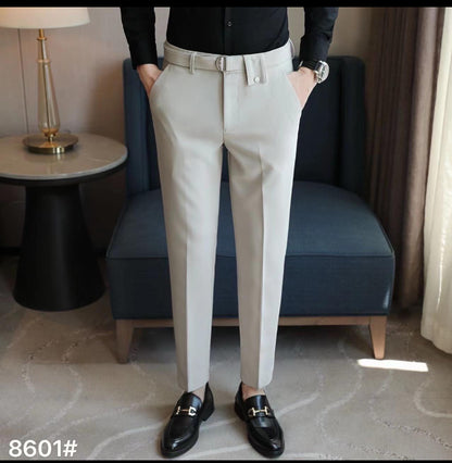 Korean Style Trousers Cream Colour Regular Fit k8602