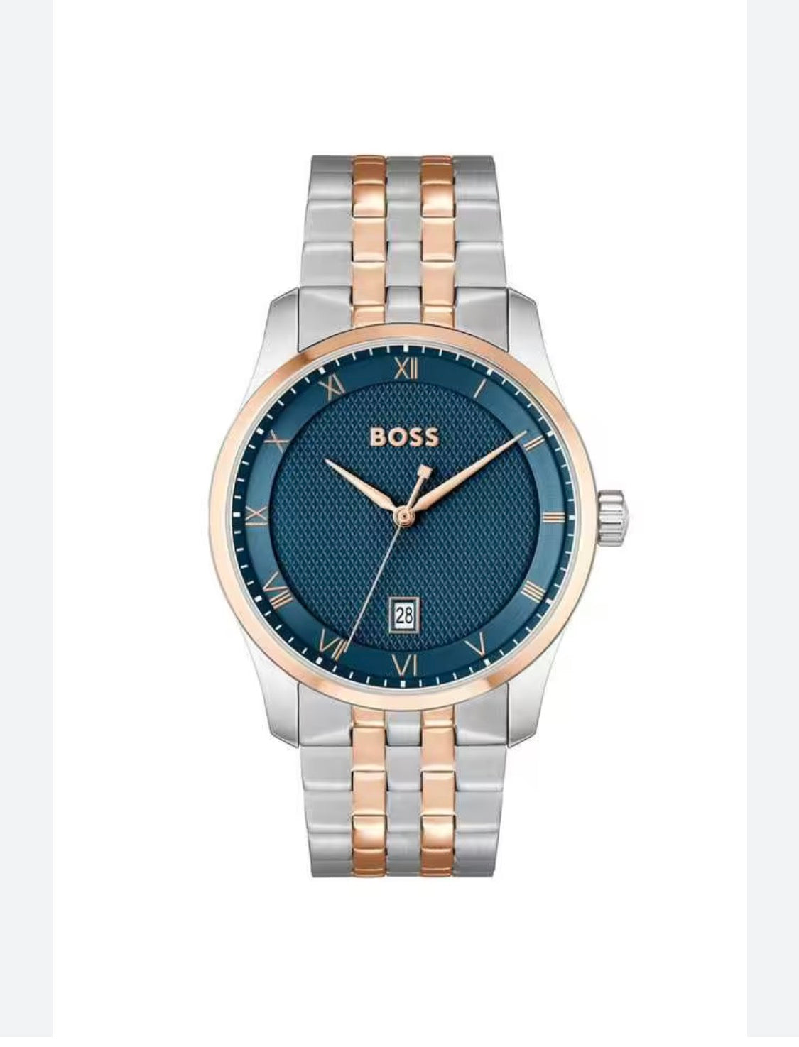 SOB BOS Silver Copper Chain Blue Dial Date Working Men’s Watch 990633