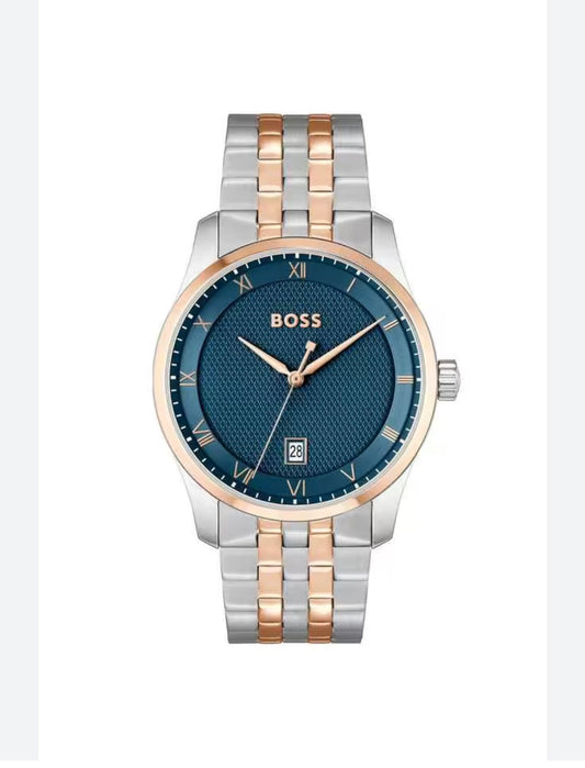 SOB BOS Silver Copper Chain Blue Dial Date Working Men’s Watch 990633