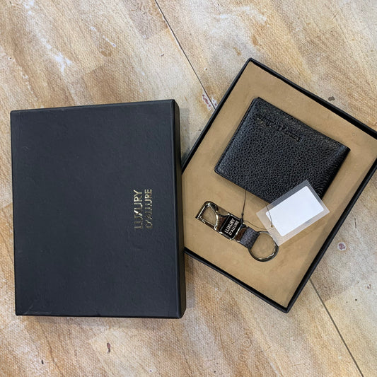 LDA Genuine Leather Men’s Wallet & Key Chain Gift Combo Set CMB-01