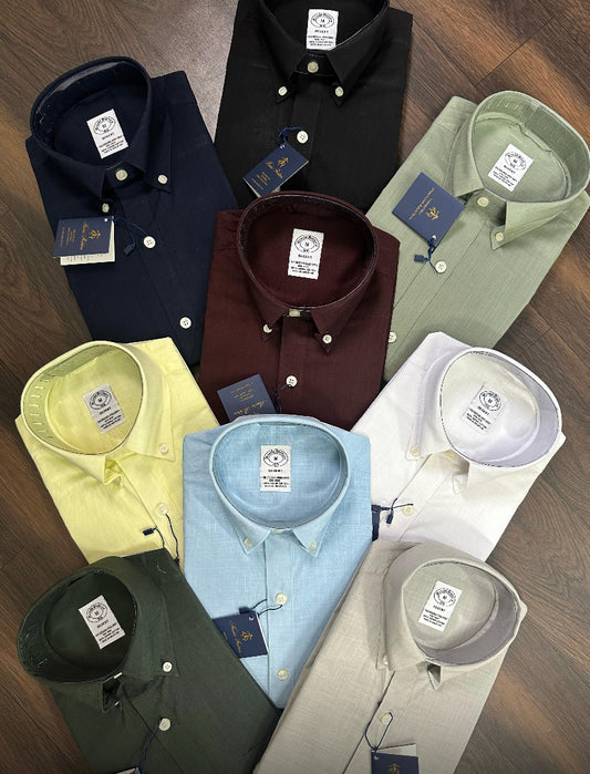 Roobs Brother Olive Green Linen Shirt H90005