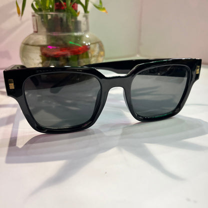 Uol Black Frame Black Shade Heavy Quality Sunglass white SUN003