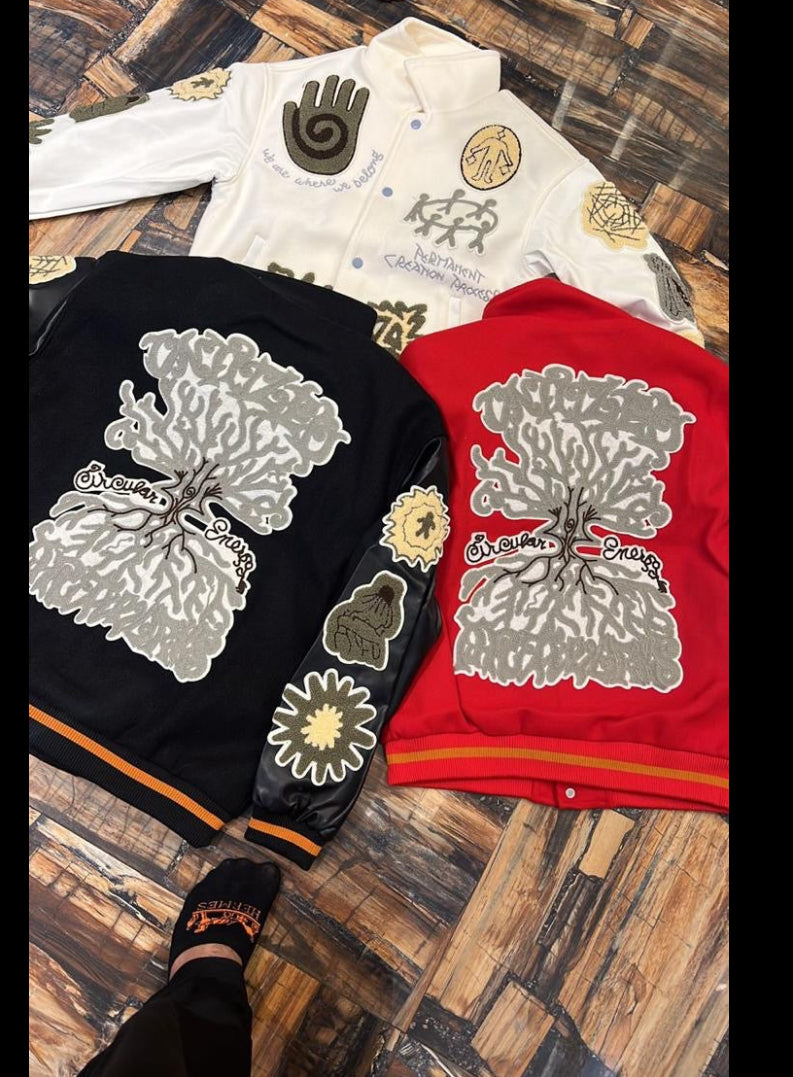 Belons Black Colour With Embroidery Design Premium Quality Varsity Jacket 909104