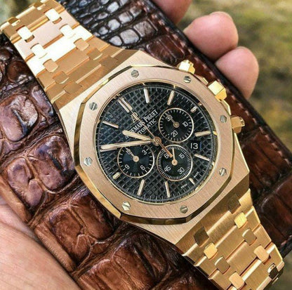 DUA Copper Chain Black Dial Premium Quality Chronograph Working Men Watch 901072