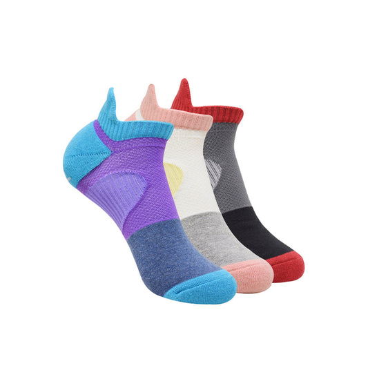 BALENZIA WOMEN'S LOW CUT SKID PROOF, GYM SOCKS WITH MESH KNIT- GREY, BLUE, BLACK-(PACK OF 3 PAIRS/1U)