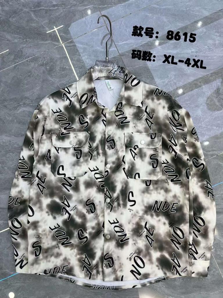 Unique Design X Original New Grey Color With Multiple Texted Print Fashion Classic Peper Cotton Fabric Shirt Shacket 8615