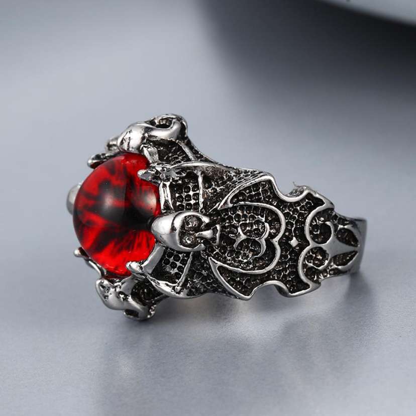 Silver Color Red Stone Stainless Steel Premium Quality Men’s Ring 50330