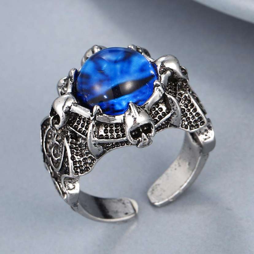 Silver Color Blue Stone Stainless Steel Premium Quality Men’s Ring 50334