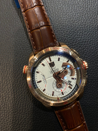 Gat Brown Strap White Dial Heavy Japanese Machinchery Men’s Watch 400821