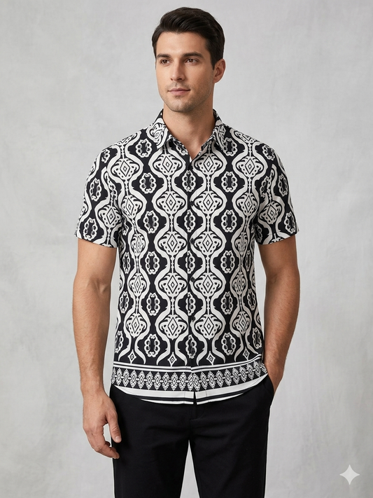 Scratch White Colour Shirt With Decorative Design Half Sleeve Shirt S2831H/S