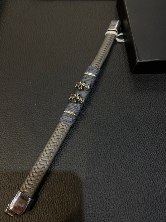 Grey Colour Unisex Leather Bracelet 987049